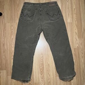 Vintage 1990s Wrangler Fleece Lined Rugged Wear Pants Faded‎ Brown Grunge 34x27